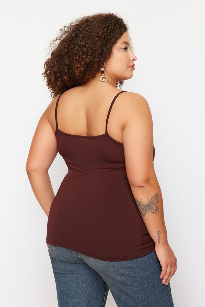 Женская стильная коричневая песчаная трикотажная блузка больших размеров больших размеров