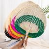 Handmade Weaving Fan Natural Bamboo Raffia Hand Fan Chinese Style Woven Palm Leaf Handheld Fan Summer Cooling Fan Wedding Party Decoration