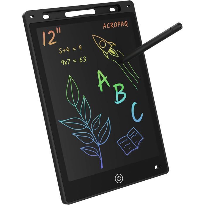 ACROPAQ Tablette dessin Enfant Magique 12 Pouces- Ecran LCD Noir- Tablette graphique enfant- Pile CR2025 incluse