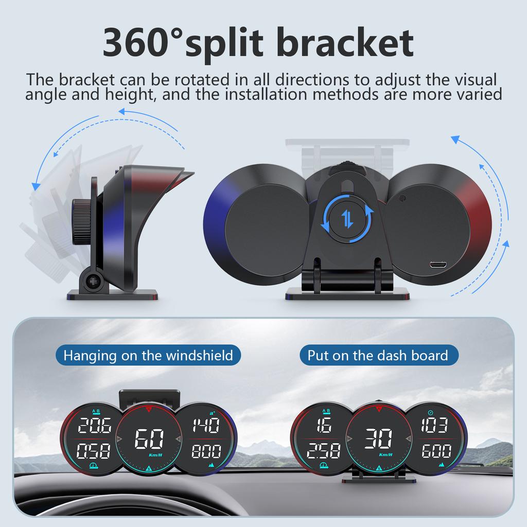 G17 Car HUD GPS+Beidou Chip Head Up Display LCD спидометр уклономер пройденное расстояние компас сигнализация превышения скорости для всех автомобилей