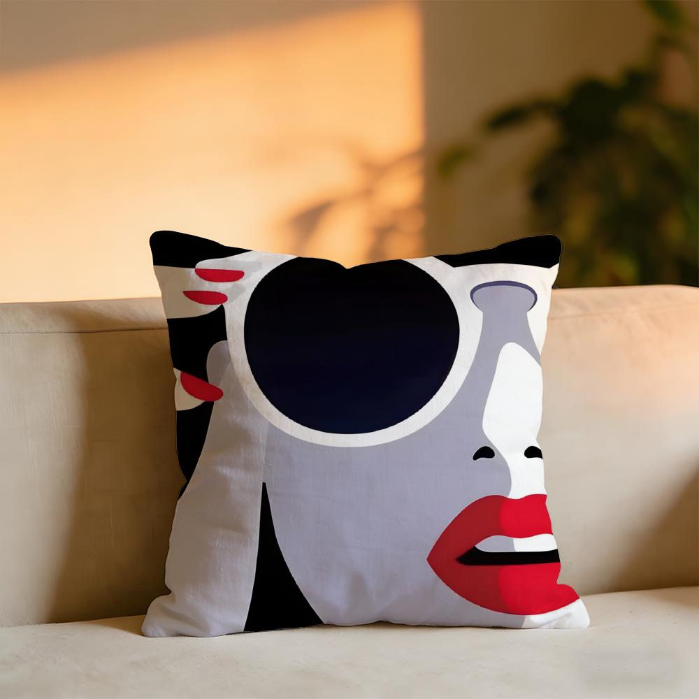Pop Style Modern Girlcreativity Fashion Cushion Cover Cozy Velvet Throw PillowSoft Warm Cushion For Sofa Bed