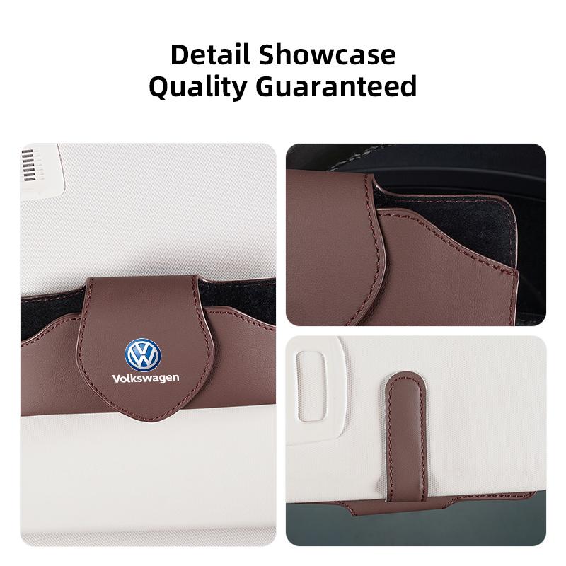 hijk1 Car Sun Visor Glasses Case Sunglasses Holder For VW Golf Amarok T5 Phaeton GTI Teramont Tiguan Car Interior Accessories keychain
