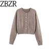 Za Export New Arrival Women's Clothing ZR Fashion Style Button Short Round Neck Long Sleeve Knitted Coat 5536149 728
