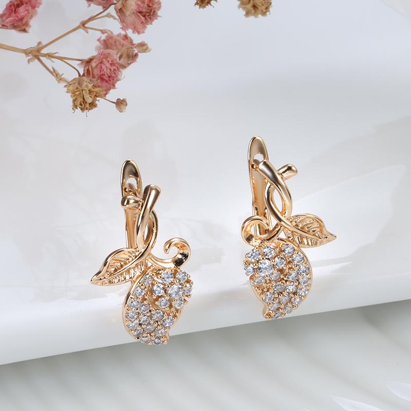 Модные серьги-фрукты золотого цвета Kinel для женщин с цирконом