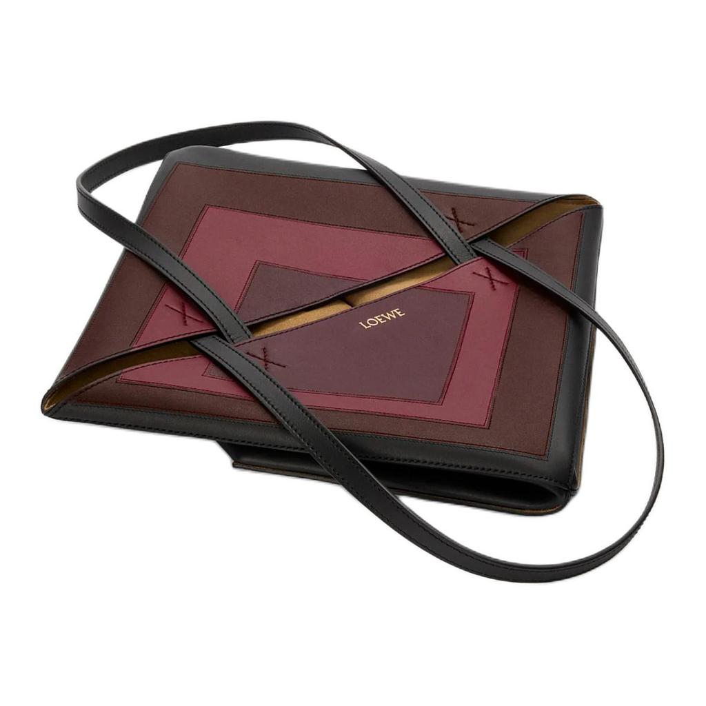 Loewe Medium Puzzle Fold Tote In Nappa Calfskin Black/Burgundy Women Tote_bags A779G50X96-1101