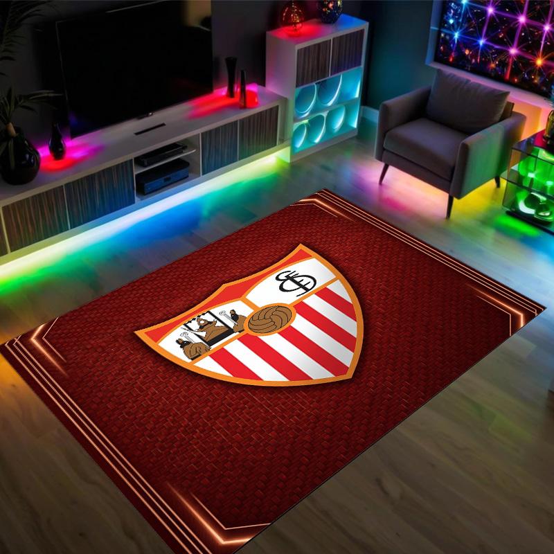 Sevilla FC Design Crystal Velvet Carpet Cozy Non?Slip Printed Rug For Bedroom Living Room Entrance