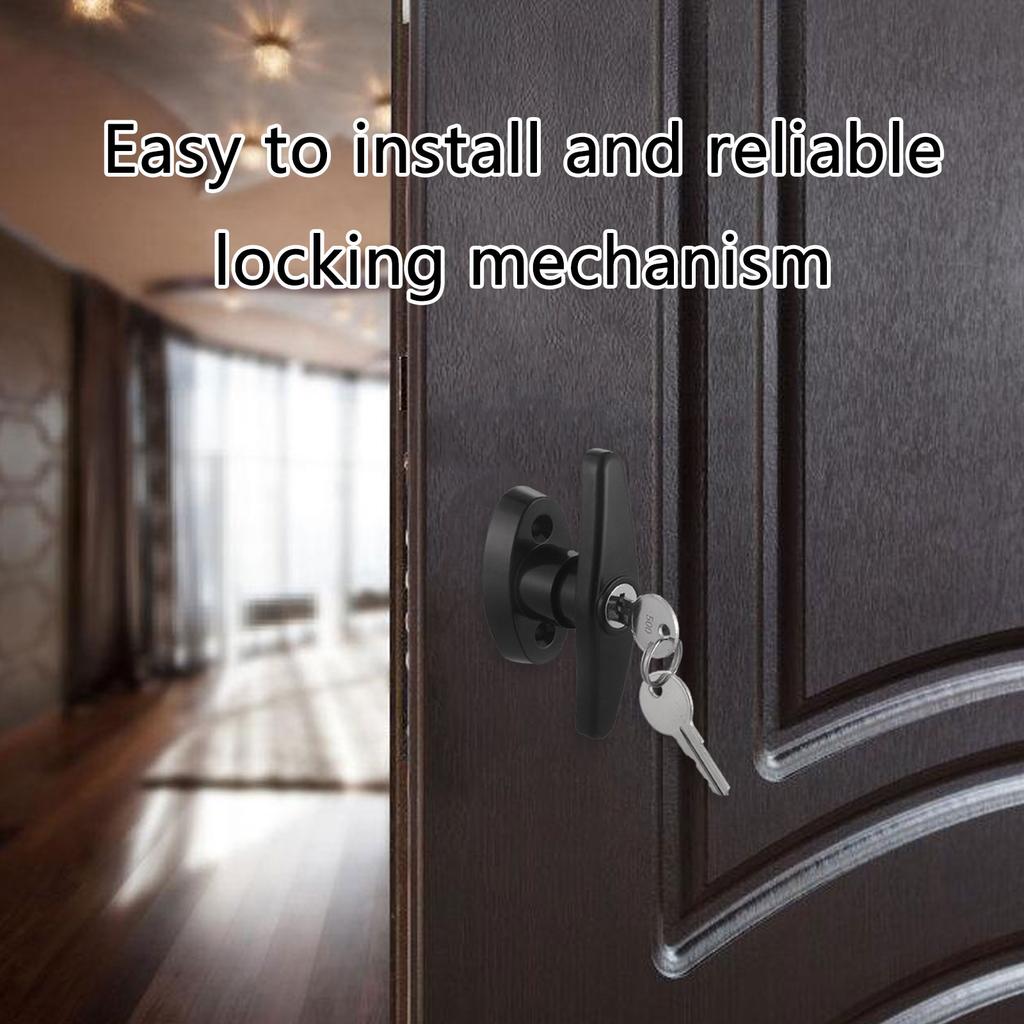 Сверхпрочный черный набор дверной ручки-замка для сарая с удлиненным стержнем и ключом, простой для сараев и игровых домиков