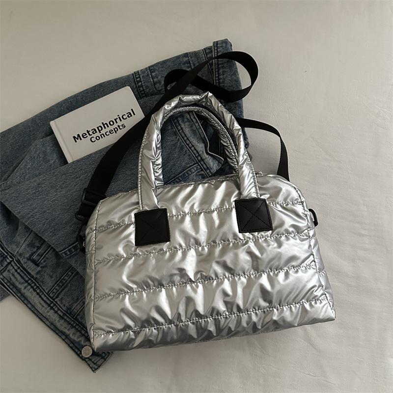 Хлопковая сумка женская осенне-зимняя новая модная уличная большая вместимость сумка через плечо ручная сумка ткань куртки-пуховика сумка-бостон