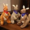 Lifelike Scarf Mum with Baby Kangaroo Plush Toy Kids Toy Simulation Australian Animals Kangaroo Plushie Funny Gift for Children