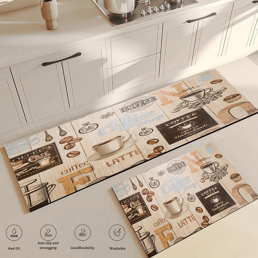 Coffee Kitchen Floor Mat Home Hallway Doormat Living Room Bedroom Balcony Decoration Carpet Entrance Door Foot Rug Bedroom Rug