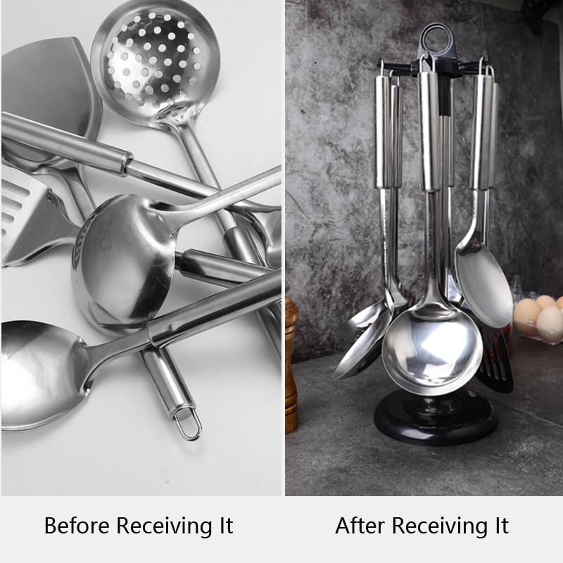 Кухонная вращающаяся полка для хранения Вращающийся органайзер для кухонных принадлежностей Крючки Лопатка Ложка Нож Шкаф для хранения Кухонные принадлежности Новые