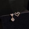 Серьги с асимметричным цирконом, серьги-сердечки, дизайнерские серьги, серьги для девушки
