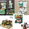 Building Blocks Kids Toys Coffee Shop Full Set 9 Style Bread Machine Bean Grinder Creative Scenery Children's Toys