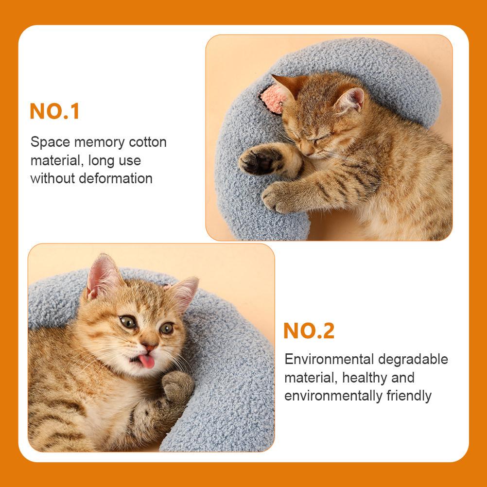 Pet Neck Sleeping Pillow Premium Lightweight Soft Breathable U-Shaped Cushion for Cats Neck Protection Sleep Cushion Portable