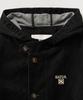 Satur Velvet Denim Mid-Length Hooded Coat Black
