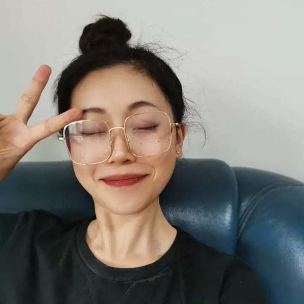 PC Golden-frame Myopia Glasses Lightweight Women Reading Eyewear Glitter Big Frame Glasses  Outdoor