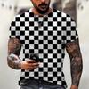 Men's Trendy T-shirt 3D Printed Square Grid Graphic T-shirt Harajuku Short Sleeved Top Men's Clothing Shirt