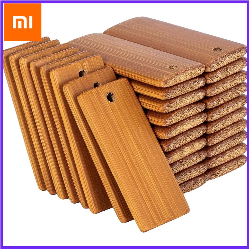 Xiaomi 50 шт. Натуральные деревянные заготовки 45x20 мм Бамбуковые бирки для колец брелоков Заготовки для гравировки Необработанные бирки Бирка для брелока