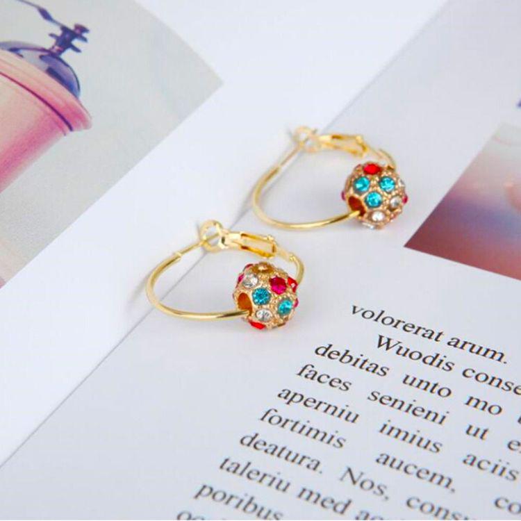Wedding Party Wearing Woman Female Crystal Ball Fashion Alloy Drop Earrings Gift for Friend AVE
