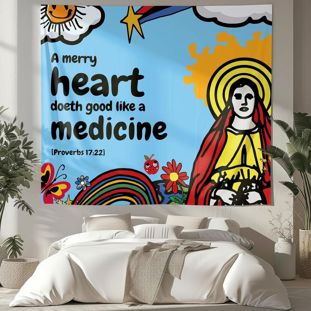 NIPINUS Christian Wall Tapestry with Bible Verses - Joshua1:9,Large tapestry wall hanging,Green Retro Motivational Flags Tapestry for Bedroom, Dorm,