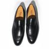 Fashion Handmade Genuine Leather Men's Loafers Pointed Toe Fashion Shoes for Social Formal Wedding Dress Pure Style