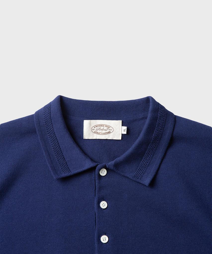 AMFEAST (Cotton 100%) Essential Polo Half Knit Navy