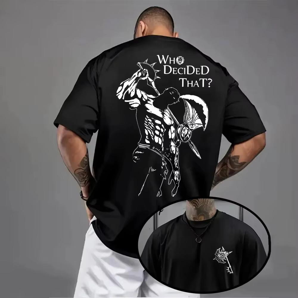 2026 Summer Hot Sale New Who Decided That_ Warrior Print T Shirt Unisex Casual Harajuku Hip Hop T-shirt Print Crew Neck Casual T Shirt