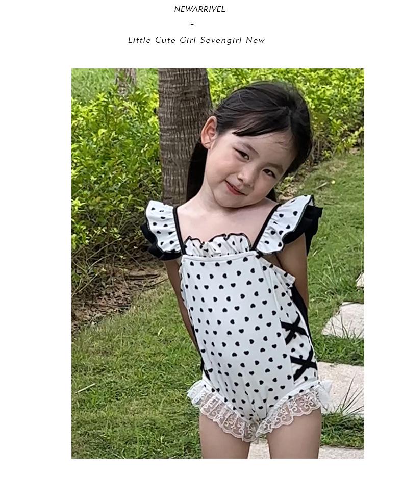 2025 Девочки Черно-белый Слитный Купальник на Бретелях - Модная Купальная Одежда для Отпуска