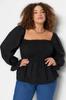 Women's Style Plus Size Black Gimped Woven Plus Size Blouse