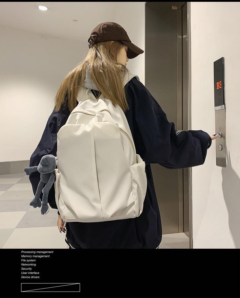 Модный легкий рюкзак в корейском стиле для студенток колледжа - однотонный, большой вместимости, идеально подходит для отдыха и путешествий