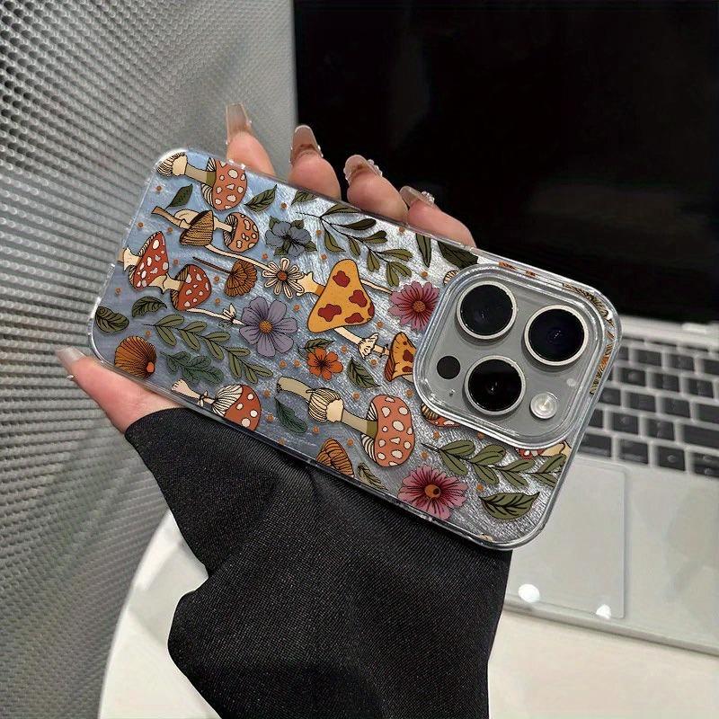 Яркий чехол для телефона с грибами, подходит для телефонов серий iPhone 17, 16, 15, Plus, Pro, Max - подходит для использования в качестве подарка