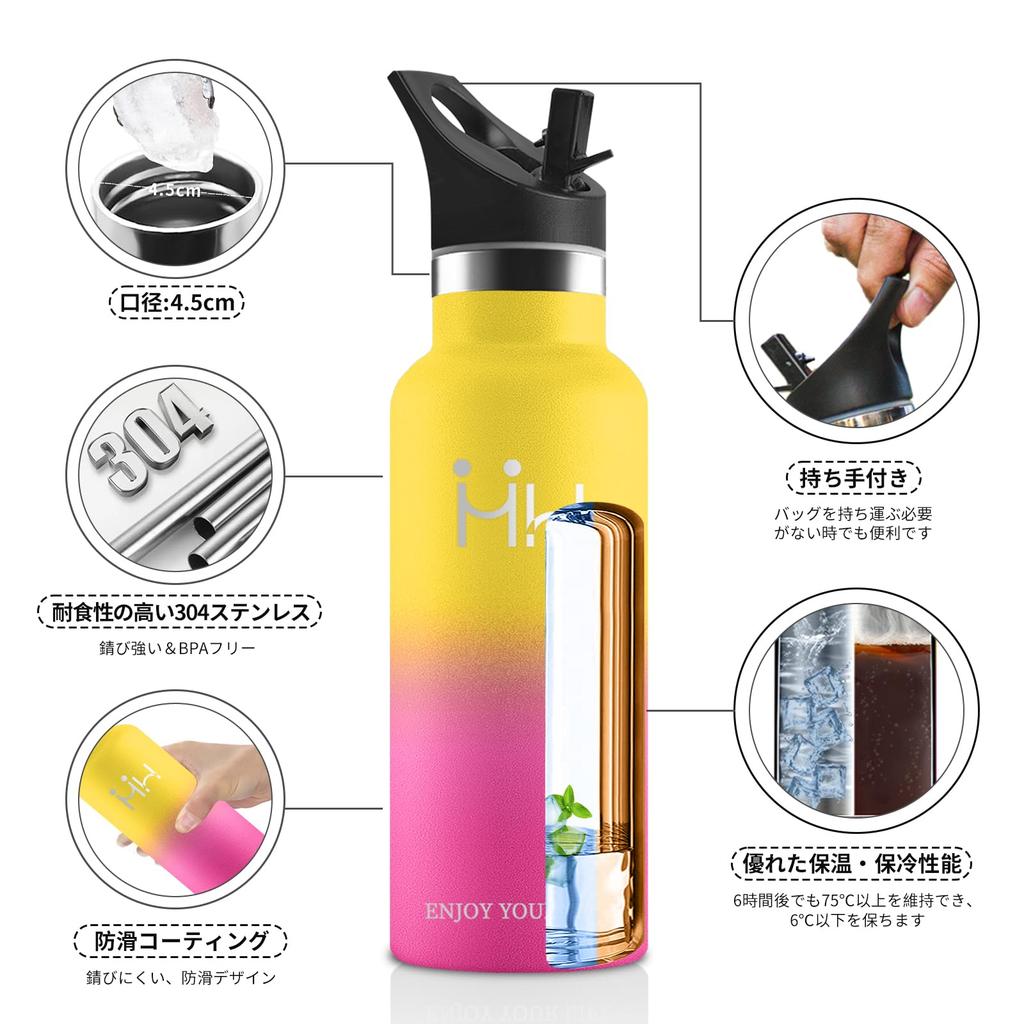 Water bottle 750ml Strongest heat retention Straw included Direct drinking stainless steel bottle Seamless Large capacity Lightweight Easy to wash