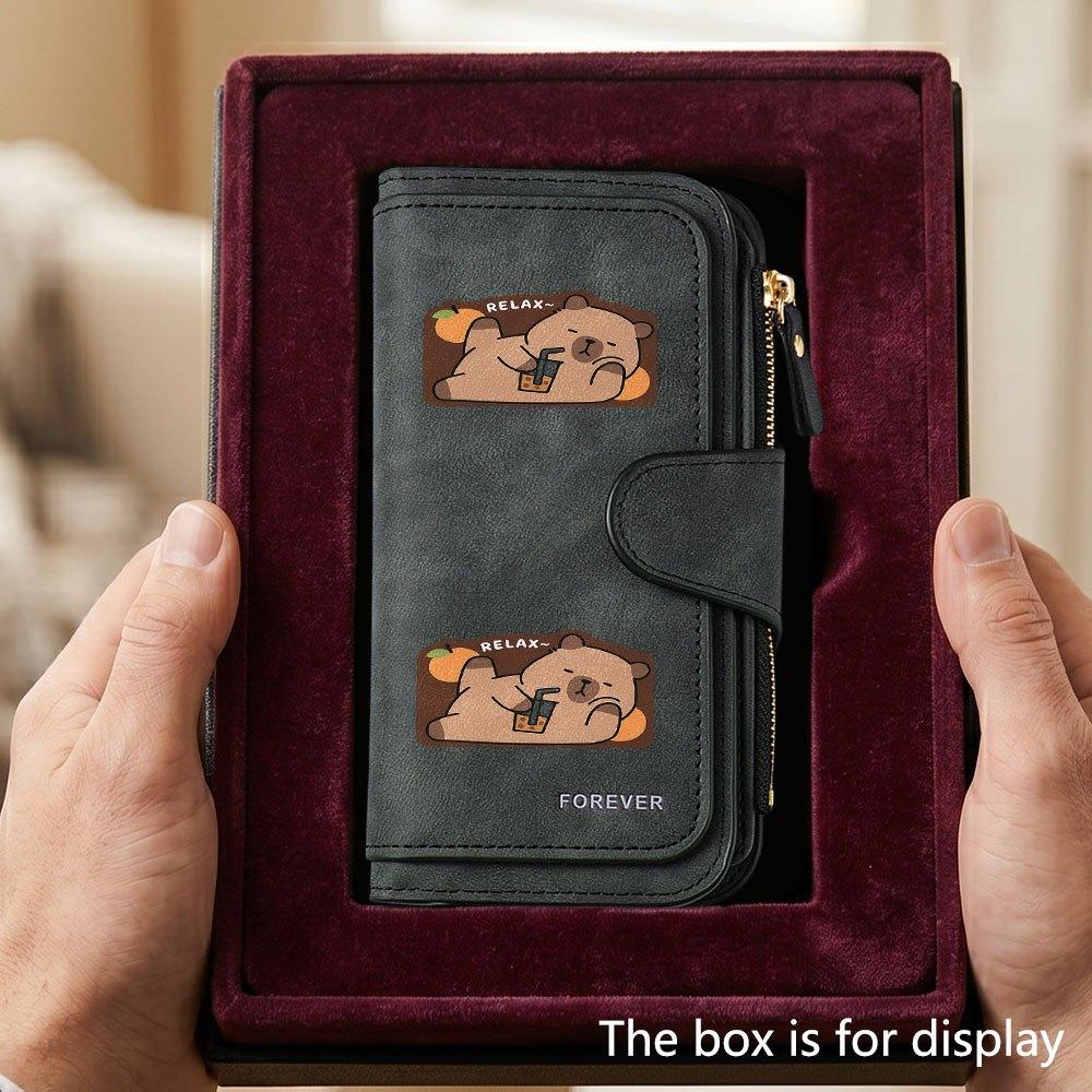 Personalized RELAX Bear Men's Large Capacity Wallet with Business Card Slot and Cash Pocket, Suitable for Formal Occasions and Office Use, Ideal Gift