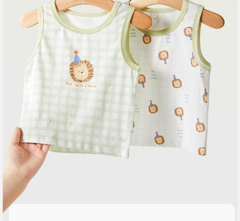 Children's vest summer boys' cotton versatile cartoon printed sleeveless base T-shirt men's baby lightweight breathable top