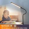 LED Desk Lamp with Clamp Eye Caring Clip Light for Home Office 3 Colors Stepless Dimming Flexible Gooseneck Table Lamp for Read
