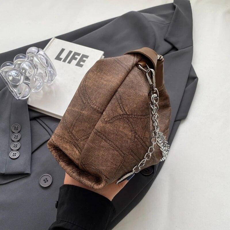 Модная кожаная сумка через плечо для женщин, тренд 2024 года, женская сумка через плечо с цепочкой, женские маленькие сумки и кошельки в стиле ретро