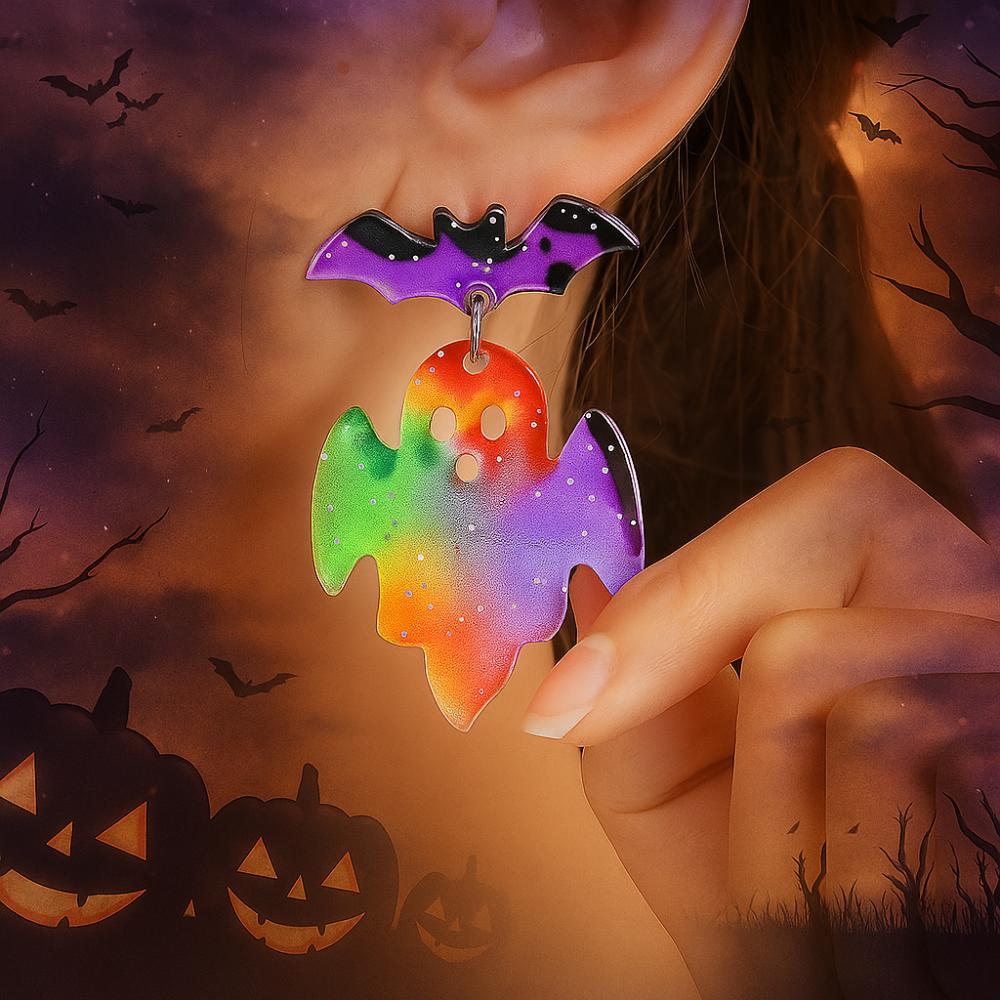 Heart Halloween Earrings Spider Pumpkin Dangle Earrings Trendy Cute Ghost Ear Studs Unisex