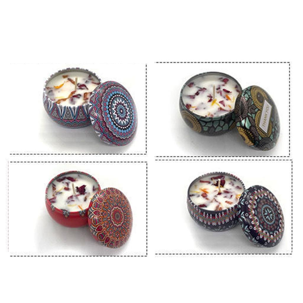 Набор ароматических свечей с ароматами розы, лаванды, лимона и какао. Портативная ароматерапевтическая свеча для