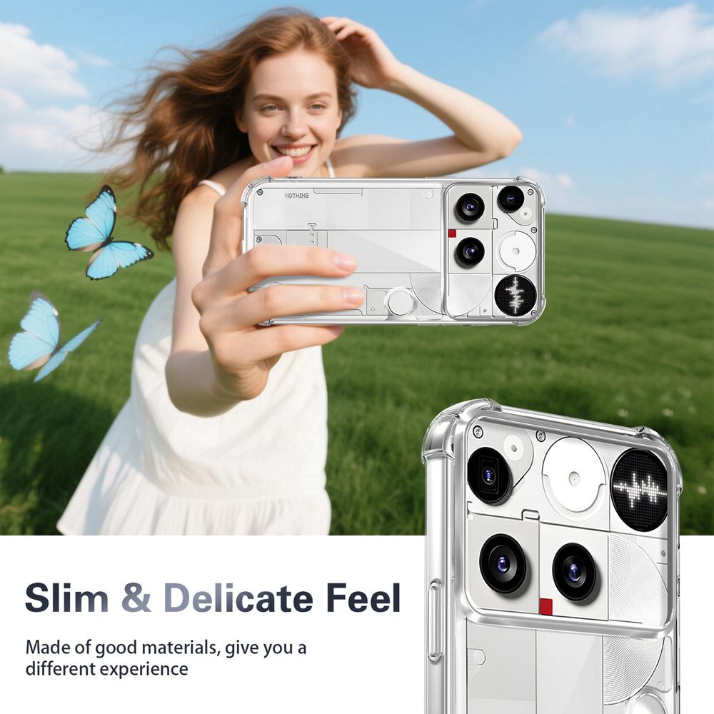 KEYSION Four-Corners Shockproof Transparent Case for Nothing Phone 3 Soft TPU+PC Clear Phone Back Cover for Nothing Phone 3