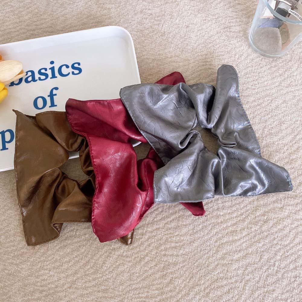 Korean Style Soft PU Scrunchies Elastic Retro Ponytail Holder Square Leather Hair Tie Gifts
