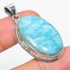 Natural Republic Larimar Gemstone 925 Solid Sterling Silver Pendant 1.75" r9Q72