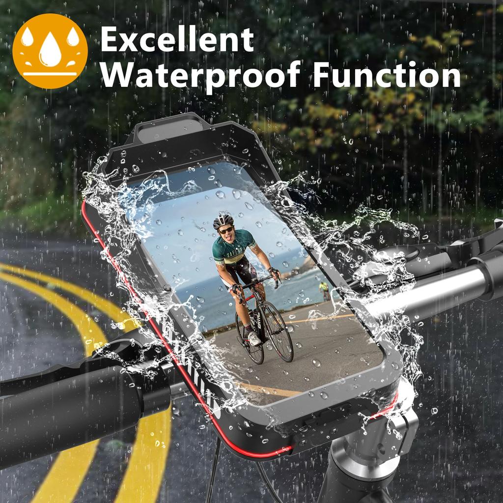 Universal Quick Lock Bike Scooter Handlebar Stand Waterproof Motorcycle Bicycle Mobile Phone Holder for 4.7-7.0 inches Devices