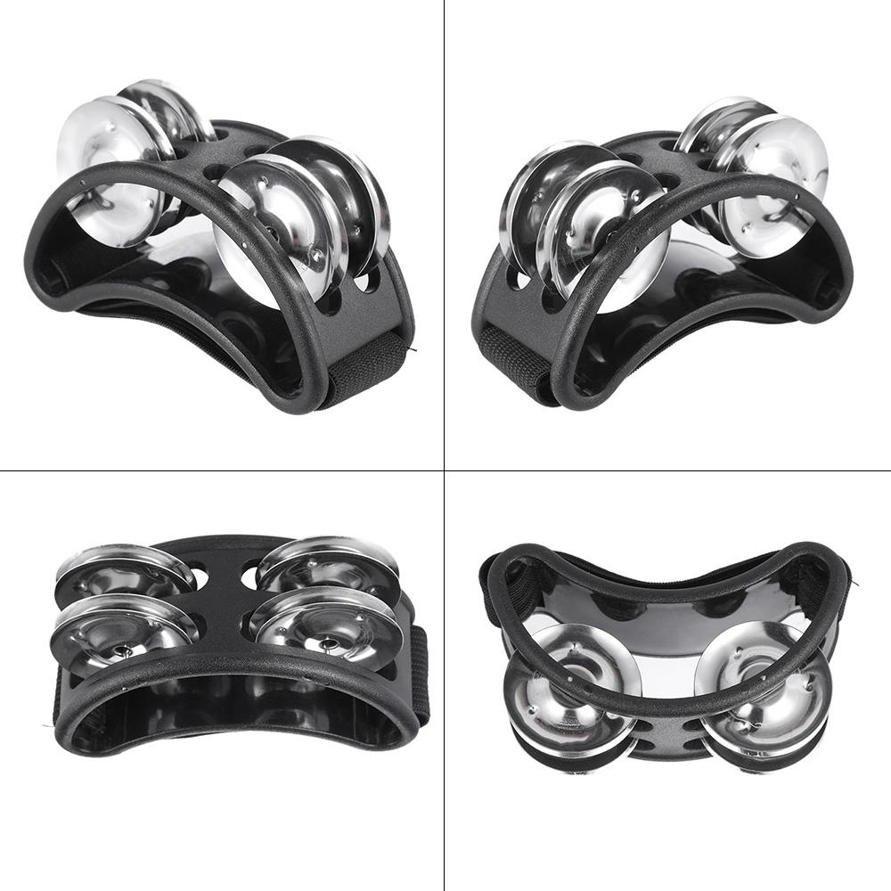 1pcs Foot Tambourine Percussion Musical Instrument with 2 Sets Metal Jingle Bell