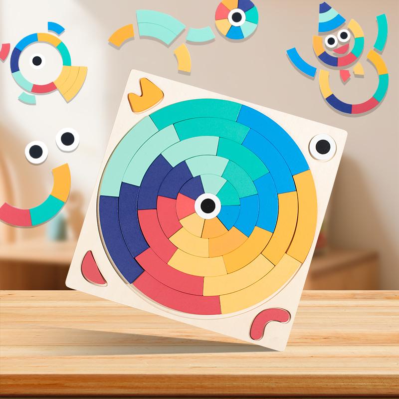 Монтессори DIY Игра Деревянная Радуга Креативные Блоки Пазл Цвет Форма Познавательные Обучающие Игрушки Подарок Для Детей