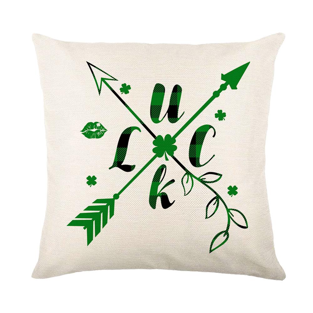 Combination Festival Cushion St. Patrick's Day Cushion Green Plaid Four-leaf Clover Sofa Cushion