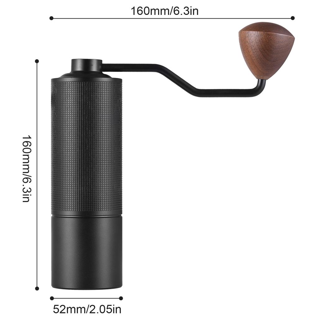 Ручная кофемолка с эргономичной деревянной рукояткой, 5-ти сердечниковыми коническими жерновами из нержавеющей стали, 24 передачи