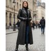 Women's Solid Color Long Sleeve Suit Collar Buttoned Long Plus Size Leather Coat