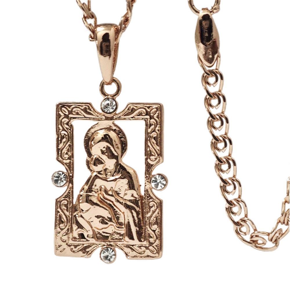 Square Virgin Inlaid Zircon Pendant Rose Gold Color Necklace Female Color-preserving Jewelry Gift