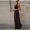 Halter Backless Women Dresses Sleeveless Solid Color Female Maxi Dress 2025 Elegant Spring Pleated Party Holiday A Line Lady Dresses