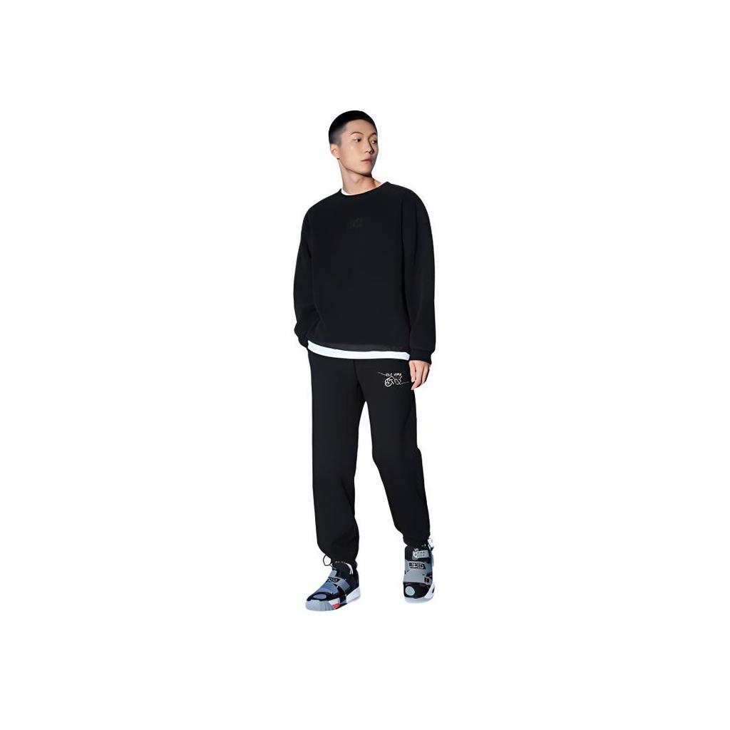 Li Ning X Artist DFT Wade Series Fun флисовые теплые спортивные брюки с манжетами мужские брюки черные AKLRE61-1